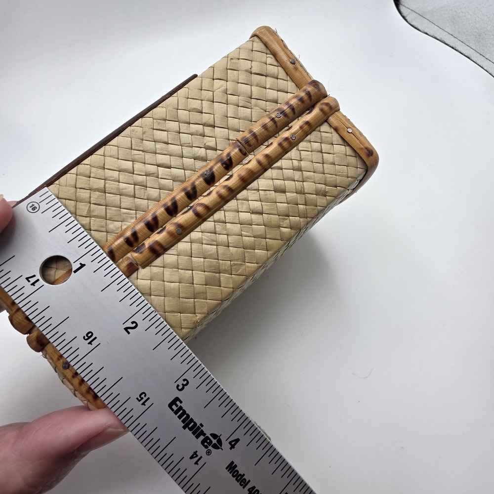Vintage 1960s Philippines Woven Mini Purse Tropical Palm Tree Beach Sweetheart - Picture 12 of 12
